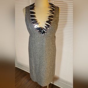 NWT Sz L Anna Sui for Target gray boucle party dress with neck detail